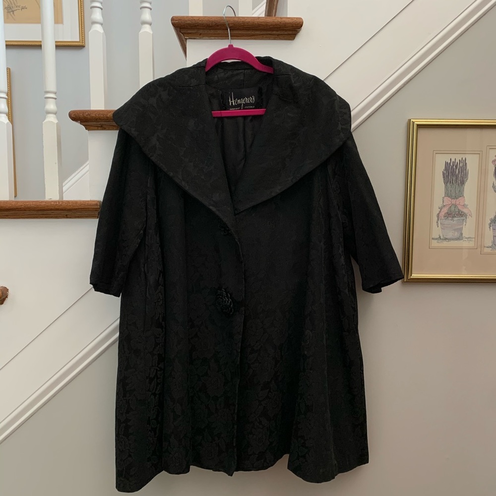Vintage 1950s/1960s Damask Swing Coat Size M - Picture 2 of 8